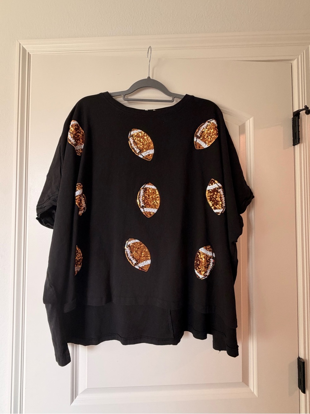 Impressions Black Sequin Football top